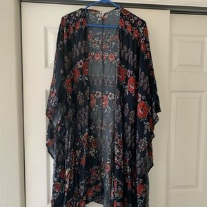 Navy blue floral kimono. Size m.
